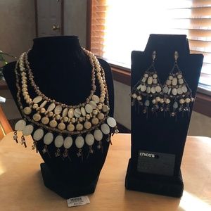 Chico’s Statement Necklace and Matching Earrings NWT